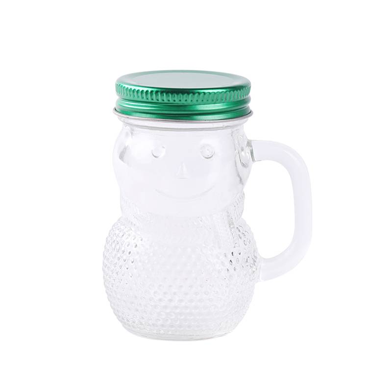 snowman shaped small 4oz glass mason jar with handle Featured Image