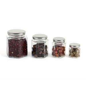 food grade empty glass jam jar with tin lid