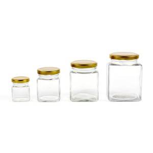 Wholesale empty food storage glass jar with metal lid
