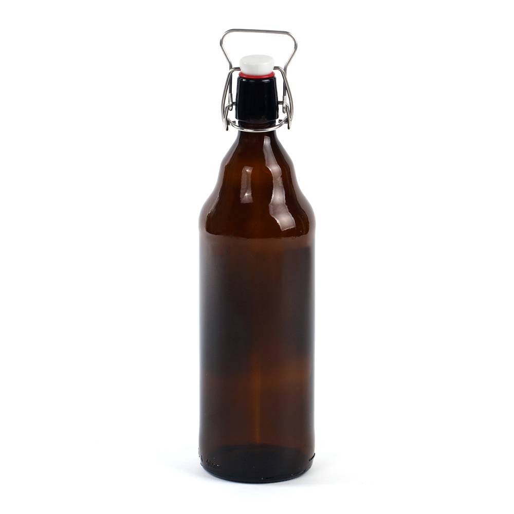 1 literes borostyánsárga üveg sörösüveg lengőtetővel