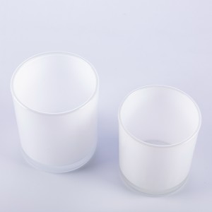 Tarro de vela de cristal redondo blanco con tapas