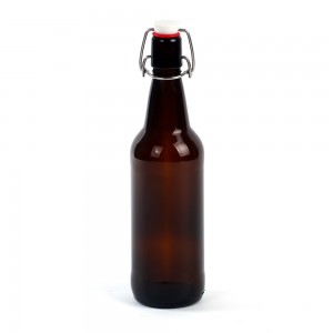 Botella de cerveza con tapa abatible de vidrio ámbar de 500 ml