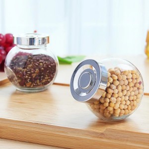 empty storage glass food jar with metal lid