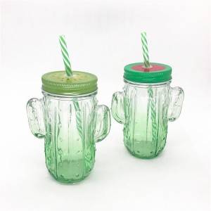 cactus shaped drinking mason jar containers