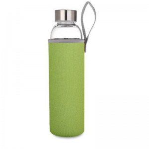 custom 500ml borosilcate glass water bottle with steel cap