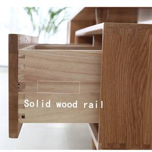 Meuble TV rétractable minimaliste en bois massif de chêne blanc # 0016