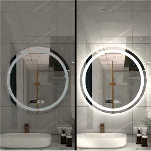 Specchio rotondo anti-nebbia, specchiu intelligente emettitore di luce di forma speciale 0646