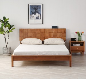 Nordic Light Luxury North America Black Walnut Logs Box Pressure Storage Solid Wood Drawer Storage Double Bed 0024