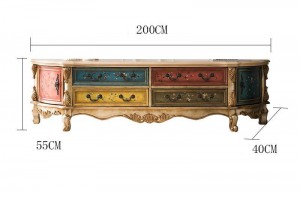 American Country Painting Process Multi-Store Function Living Room Large Size Ellipse TV Cabinet
