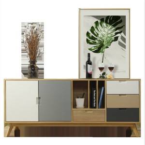Mueble TV nórdico minimalista moderno de madera maciza 0501