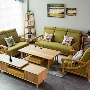 Nordic Living Room Μασίφ Ξύλινο Μονό Διπλό Τρίκλινο Γωνιακό Καναπές 0285