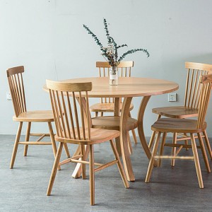 Nordic Minimalist Eredeti tömörfa otthoni 6 személyes kerek étkezőasztal 0288