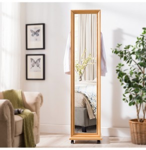 Specchio d'atterrissimu integratu in legnu solidu, in legnu massivu, multi-funzione, per un picculu appartamentu