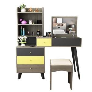 Nordic Dressing Table at Stool Combination Simple Modern Bedroom Maliit na Apartment Dressing Table Plate Table 0003
