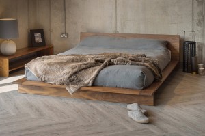 Noardske heule massyf hout Japanske Tatami Master Bedroom Dûbele Walnut Modern Minimalistysk Big Bed 0015