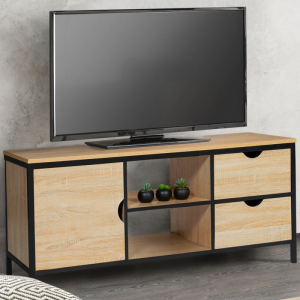 Industrial Style Simple Steel-Wood Combined TV Cabinet with Double Drawers 0384