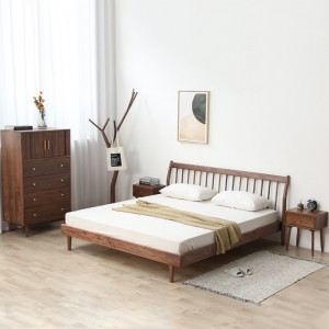 Sjevernoamerički crni orah, jednostavan namještaj od punog drva u nordijskom stilu, japanski tatami krevet za jednu osobu 0003