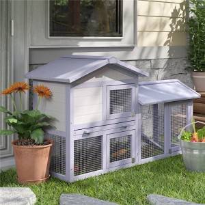 Cammack Raised Painted Deluxe Wood Rabbit Hutch na may Run 0227