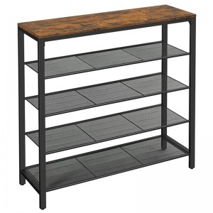 Porch Iron Mesh Wood Board Combined with Five-layer Simple Shoe Cabinet 0355