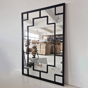 Železný obdĺžnikový čierny rám dekoratívne európske minimalistické nástenné šaty kreatívne železné zrkadlo