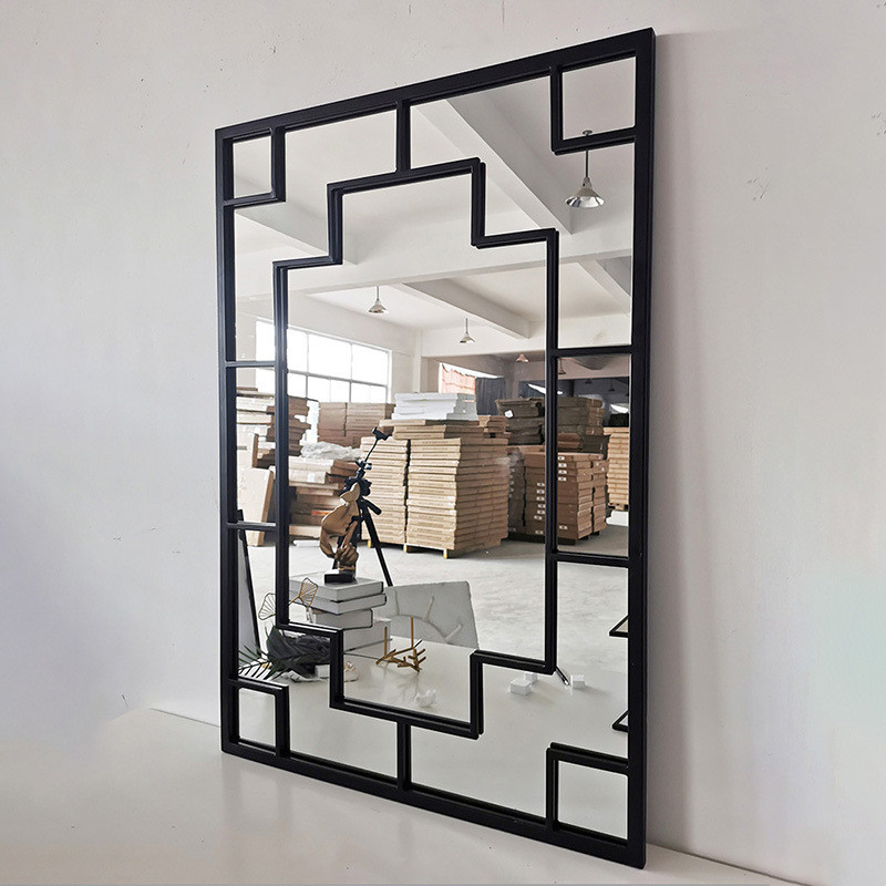 Iron rectangular black frame decorative European minimalist wall dress creative iron mirror Featured Image