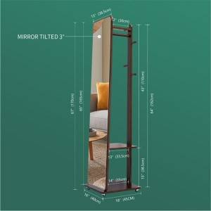 Toaletné zrkadlo z masívneho dreva, montážne zrkadlo, celoplošné zrkadlo, podlahové zrkadlo s kozmetickou skrinkou, vešiak, integrované zrkadlo na odkladanie