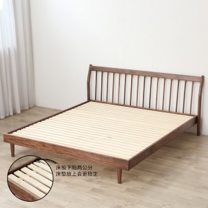 North American Black Walnut Ienfâldige massyf hout Noardske styl meubels Japansk Tatami Single Bed 0003