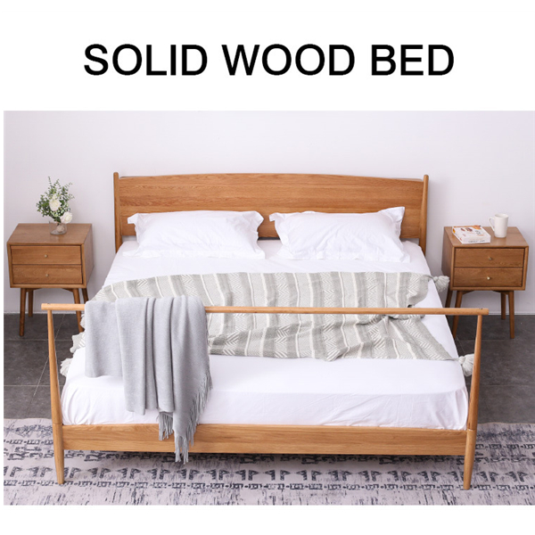 Modern simple solid wood bedroom bed