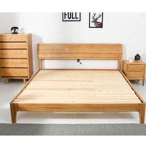 White Oak Tempat Tidur Double Multifungsi Tempat Tidur Kayu Solid#0113