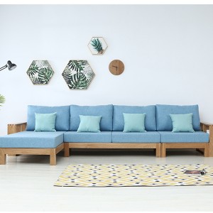 Perabot Ruang Tamu Modern Kombinasi Sofa Kayu Solid #0029