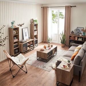 Home Office Libreria a quattro strati combinata in legno ferro legno 0388