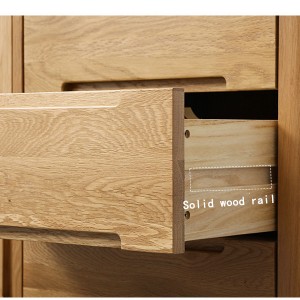 Prosta komoda z litego drewna z jednymi drzwiami i czterema szufladami#0105