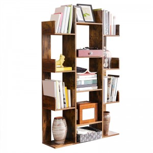 Setsi sa pokello ea libuka tsa American Style Wooden Panel Living Room Storage Bookshelf 0389