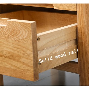 Armário de cabeceira de desenho duplo com puxador ranhurado Armário de cabeceira em madeira maciça#0121
