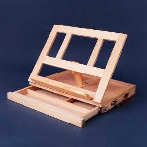 Sketch Drawing Drawer Table Top Pine Folding Easel 0409