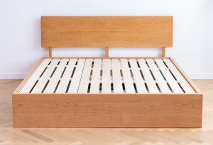 Põhjamaade täispuidust lihtne survesahtliga kõrge kast kaheinimesevoodiga väike korter Multifunktsionaalne kirsipuidust Jaapani voodi 0017