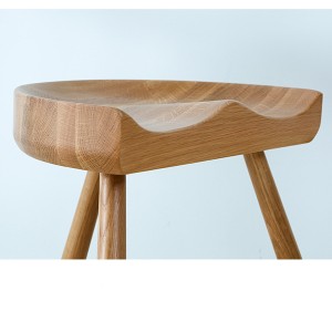 Solid Wood High and Low Bar Stool Cafe Saddle Stool#0081
