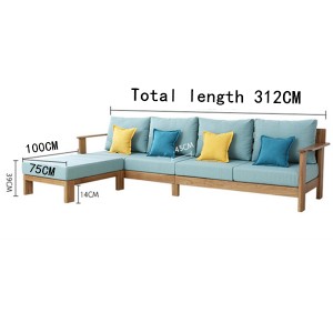 Combinaison de canapé en bois massif en tissu simple nordique # 0025