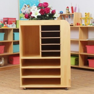 Kindergarten with Pulley Movable Children′s Solid Wood Art Cabinet 0398