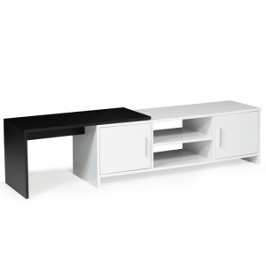 Nordycka minimalistyczna wysuwana czarno-biała szafka pod telewizor 0372