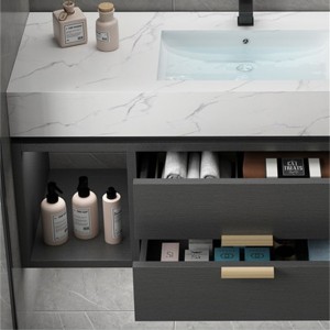 Marble Bathroom Cabinet Combination Nordic Solid Wood Vanity Toilet Washbasin#0140