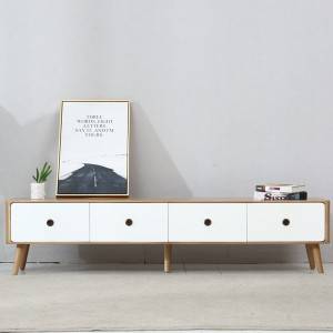 Nordijska moderna omarica za dnevno sobo iz masivnega lesa, dvobarvno TV stojalo # 0020
