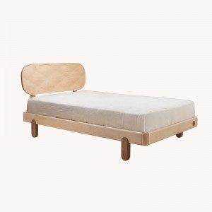 Nordic Mige Hard Maple Black Walnut Toda la madera maciza Simple Ins Furniture Bed 0016