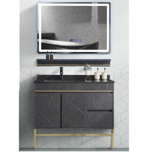 Rockboard Vanity Light Luxury Solid Wood Bathroom Cabinet Bathroom Vanity#0139