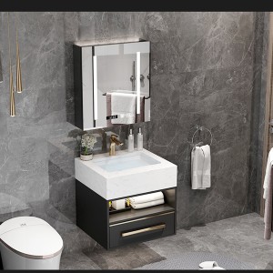 Скандинавски шкаф за баня Комбиниран шкаф за баня Мивка Мивка Тоалетна Мраморна тоалетна Интелигентен огледален шкаф#0154