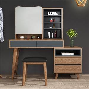 Nordic Plate Dressing Table at Stool Combination Bedroom Dressing Table Ins Style Simple Multifunctional Dressing Table Storage Dressing Table 0004