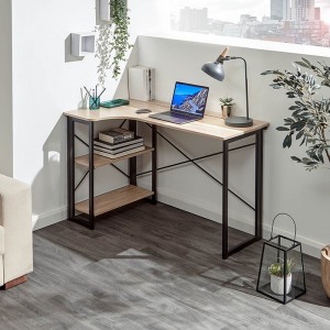 Преклопен аголен Комбиниран биро од челик-дрво 0476