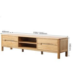 Armoire de meuble TV petit appartement en bois massif chêne blanc minimaliste nordique #0021