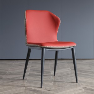 Скандинавське шкіряне крісло-метелик із простою спинкою на металевому каркасі 0266