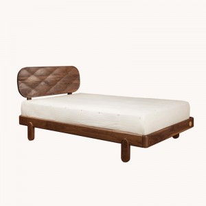 Nordic Mige Hard Maple Black Walnut Kabeh Kayu Solid Sederhana Ins Furniture Bed 0016